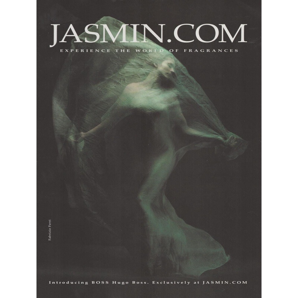 Vintage 1999 Jasmin.com Hugo‎ Boss Print Ad Y2K Fashion Fragrance Aesthetic